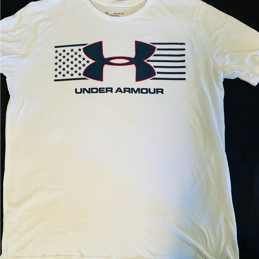 Under Armour White Tee with Black and Red Logo